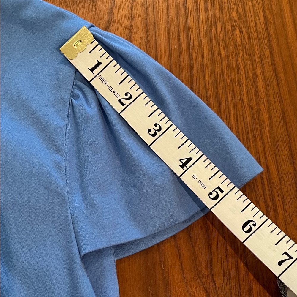 Alice + Olivia Elegant Blue Ruffle Dress with Slightly Puffed Sleeves Size 10 - Picture 9 of 13